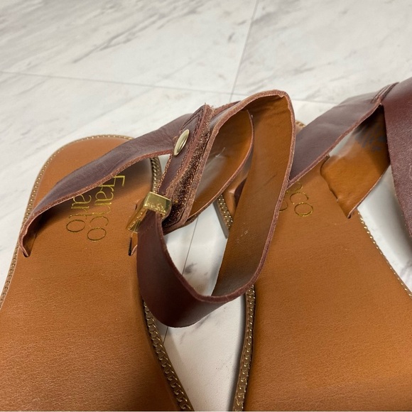 Franco Sarto Kimbra Brown Leather Ankle Strap Sandal 6 1/2 M - Picture 12 of 14